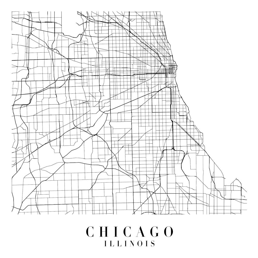 Chicago Illinois Street Map Minimal Square