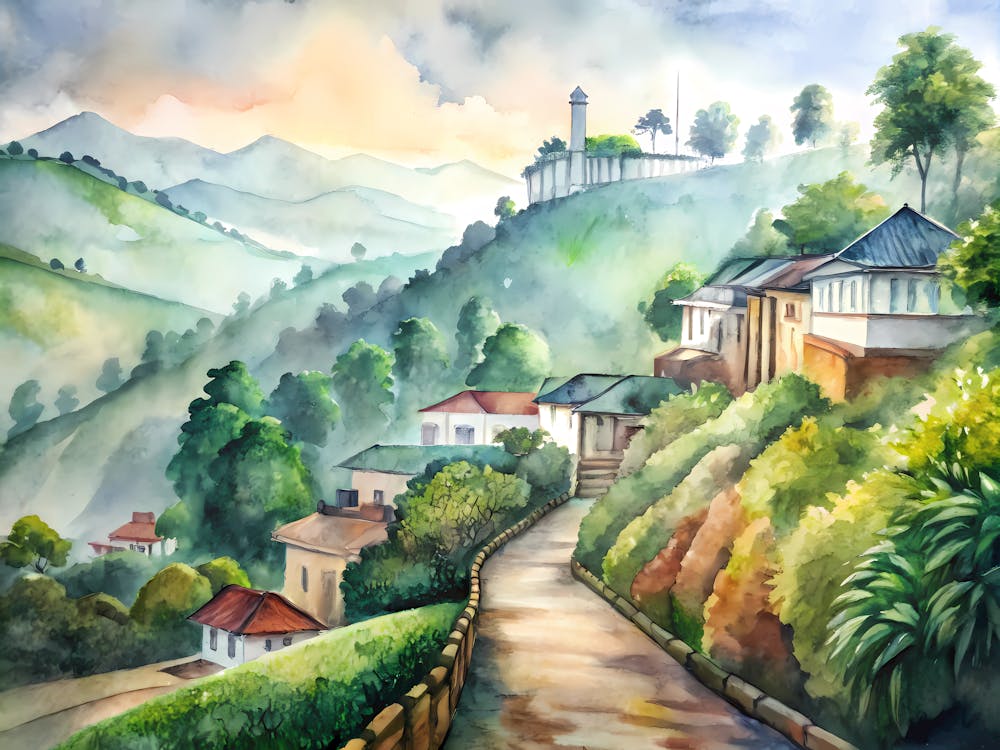 Kandy Sri Lanka A Vintage Illustration