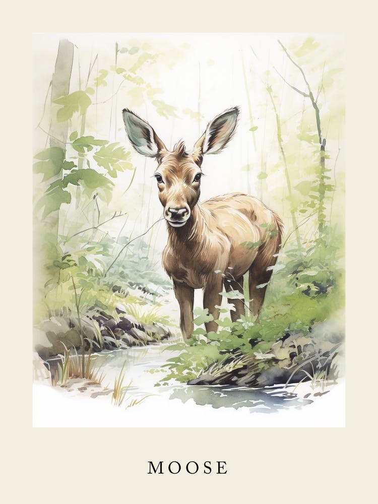 Beatrix Potter Inspired  Animal Watercolour Moose 2