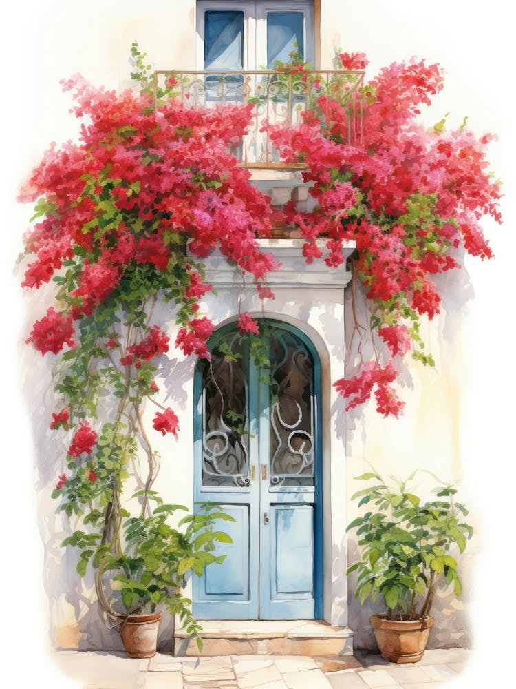 Tel Aviv, Israel   Mediterranean Doors Watercolour Painting 3