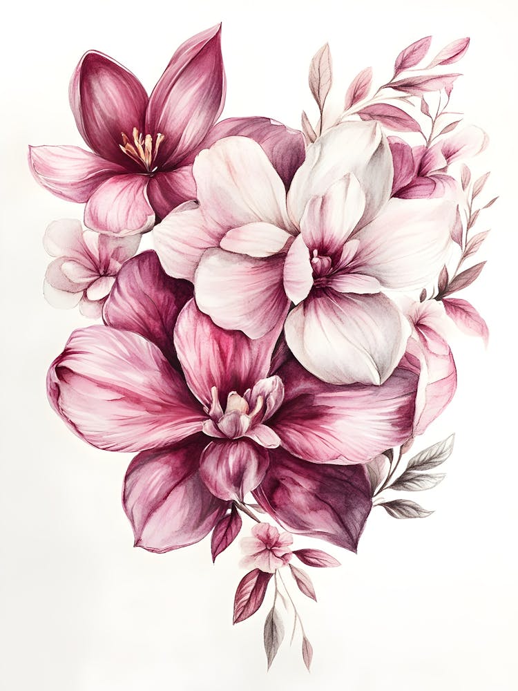 Pink Flowers In A Heart