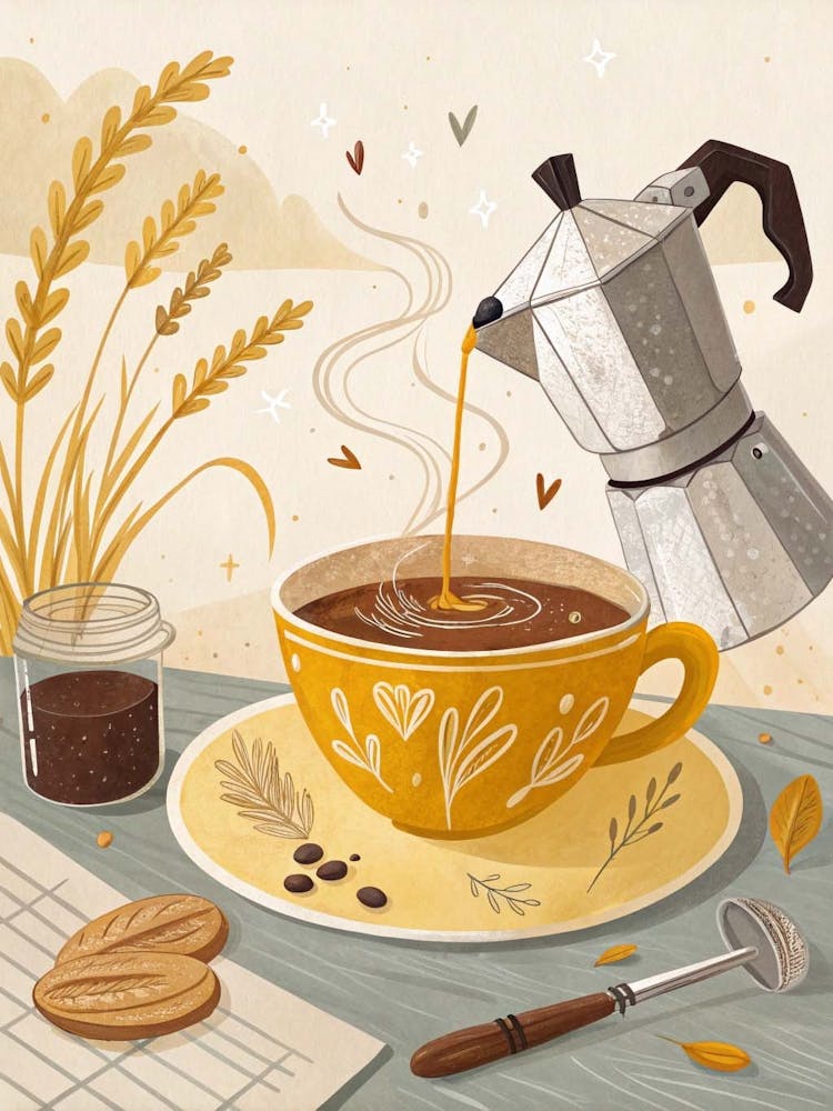 Rustic Coffee Elegance – Steaming Brew Canvas Print For Cozy Spaces