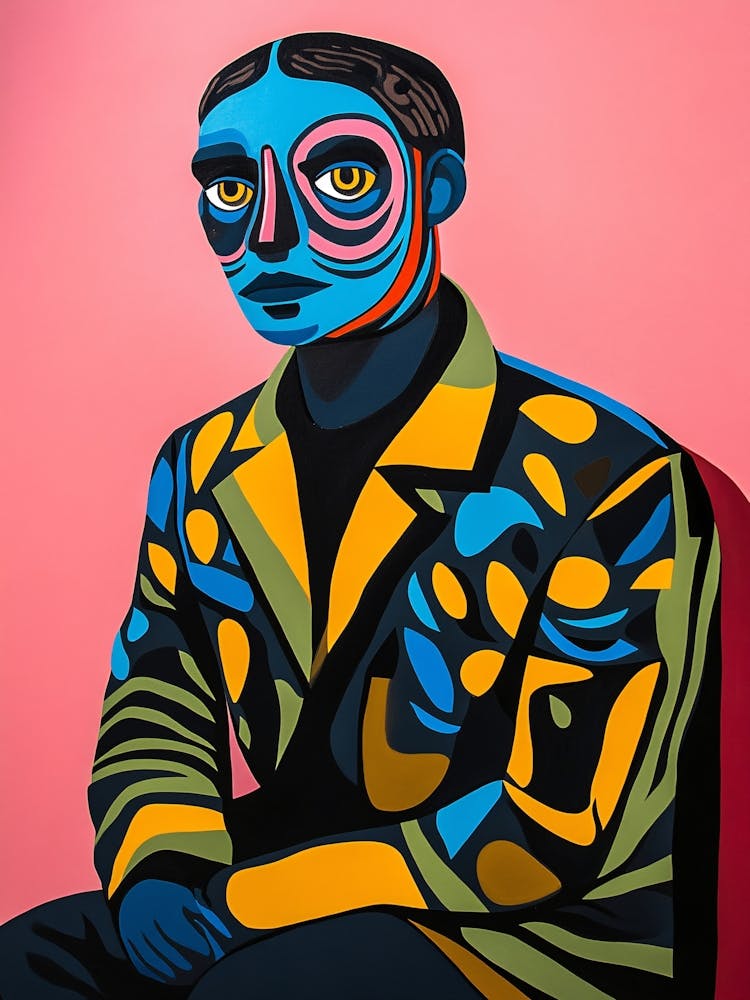 Minimal Expressionist Man on Pink - A Person 3