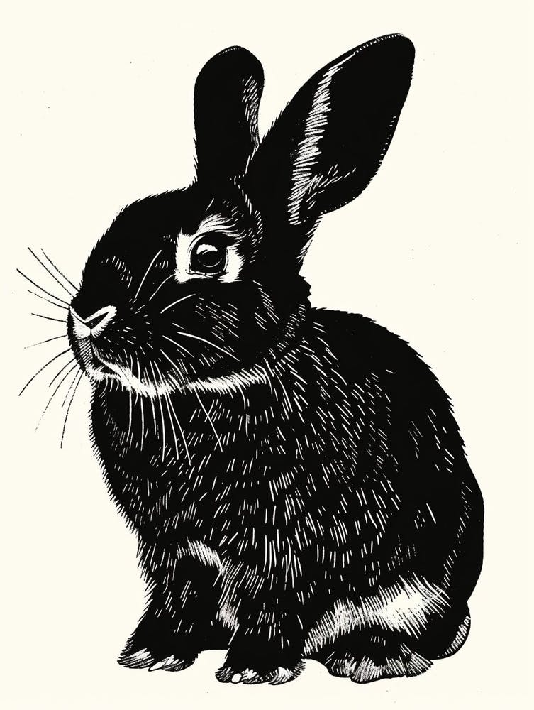 French Lop Blockprint Rabbit Illustration 7