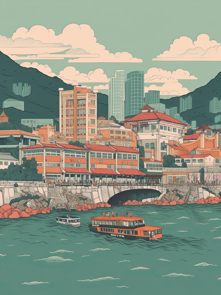 Busan South Korea Reiseillustration 3