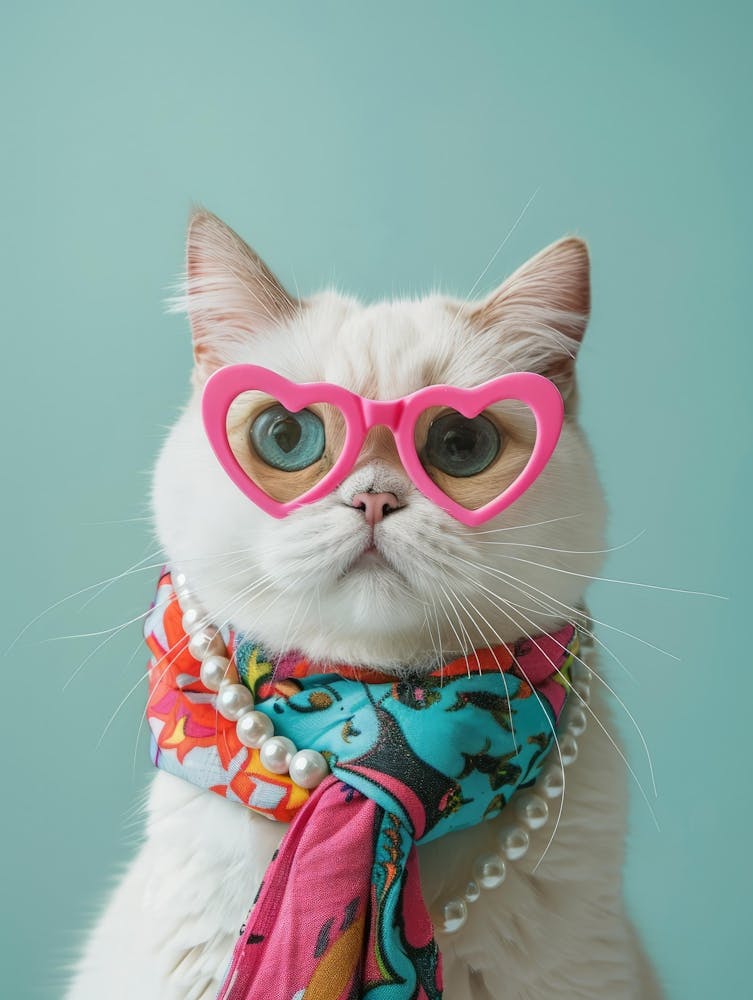 Cute Cat In Glasses