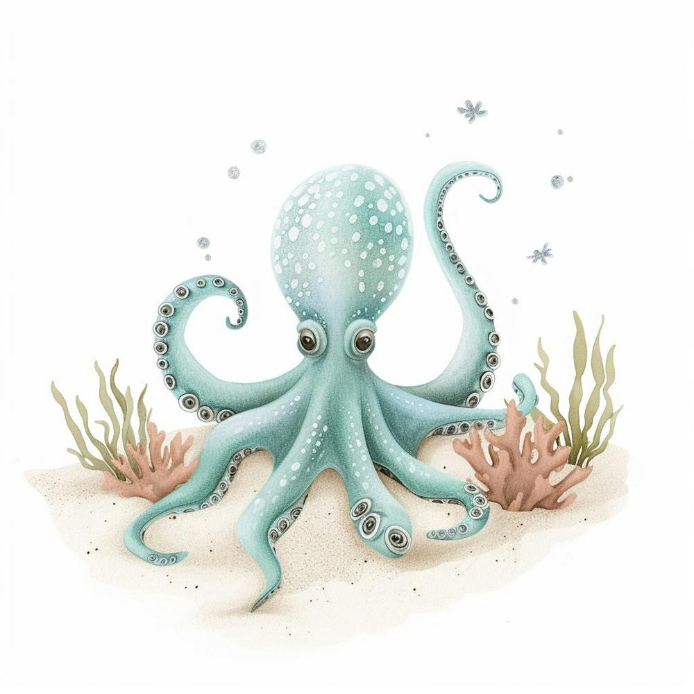 Watercolour Storybook Style Octopus 1