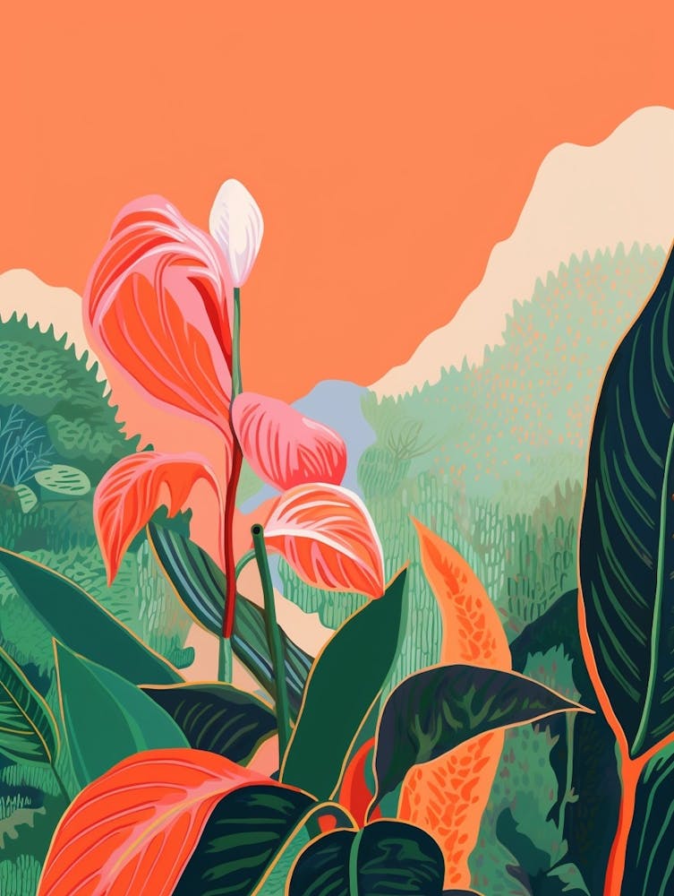 Boho Plant Painting Peace Lily 1