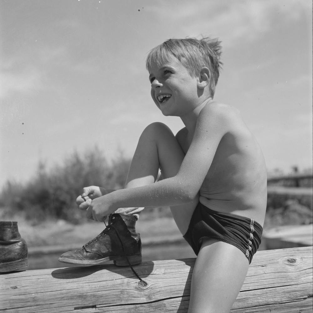 Rupert, Idaho,Schoolboy At Swimming Pool By Russell Lee