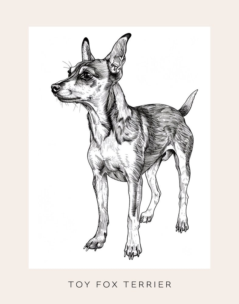 Toy Fox Terrier Dog Line Sketch 3 Poster