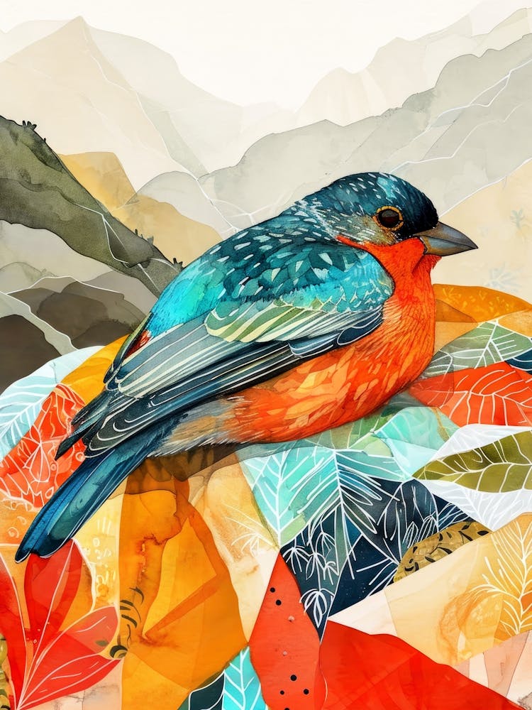 Bird In The Mountains animal watercolor