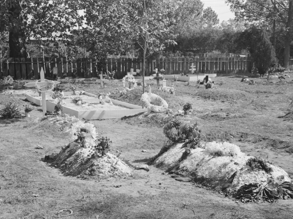 Decorated Graves In Cemetery On All Saints Day At New Roads, Louisiana By Russell Lee