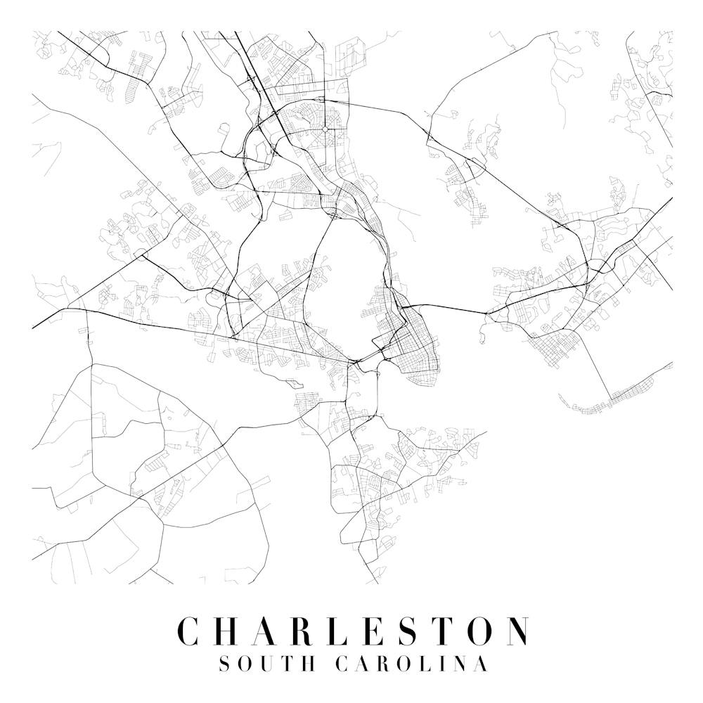Charleston South Carolina Street Map Minimal Square