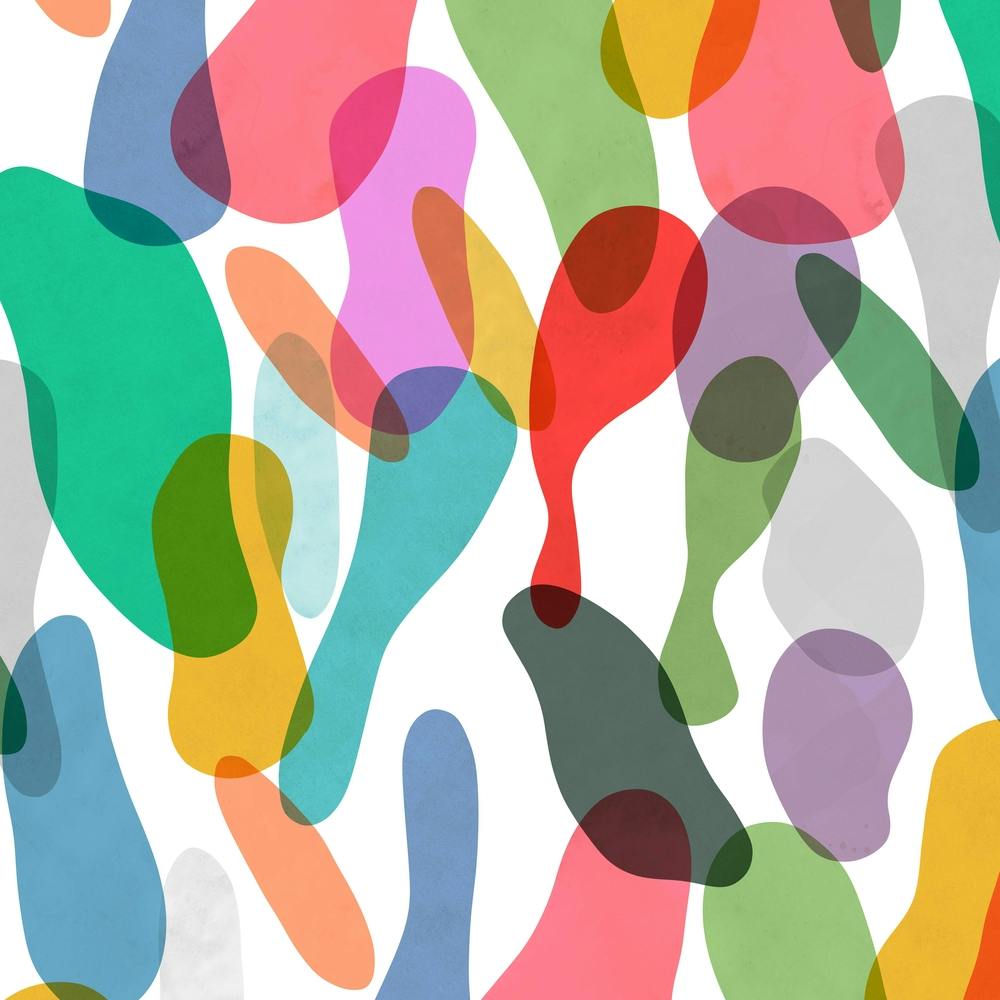 Overlapped Organic Pieces Colorful Square