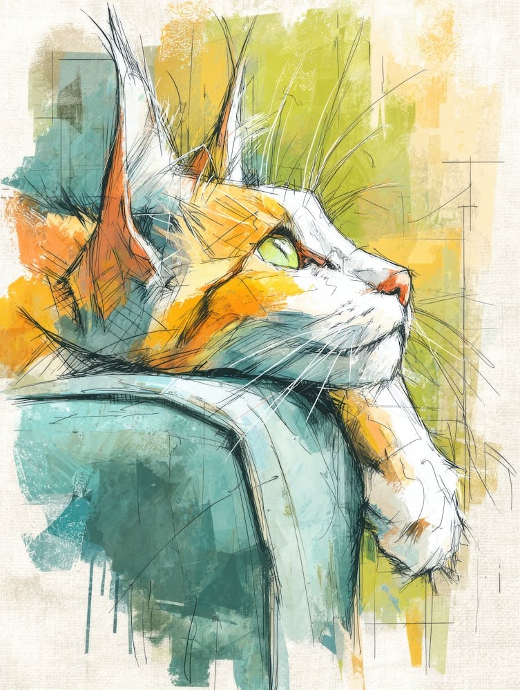 Watercolor Cat On The Couch 4