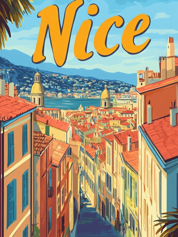 Aihrgdesign A Retro Travel Poster For Nice 2