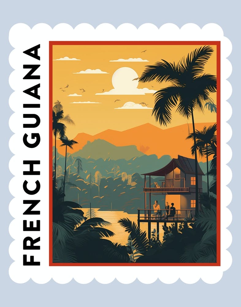 French Guiana 1 Travel Stamp Poster
