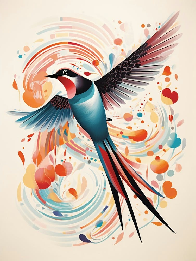 Bird Painting Collage Swallow 2