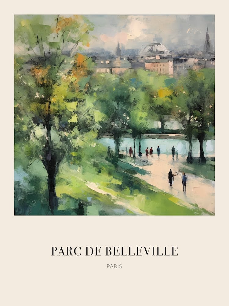 Parc De Belleville Paris France 4 Vintage Cezanne Inspired Poster