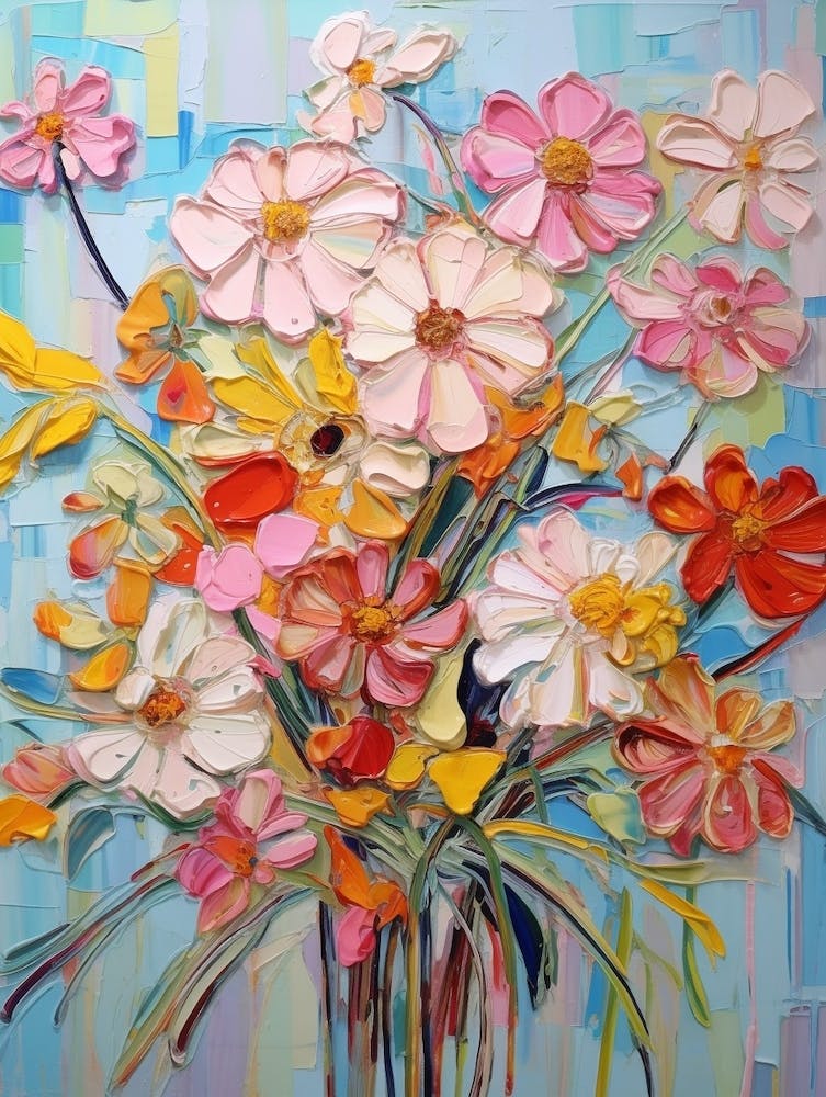 Abstraktes Blumenbild Zinnie 1