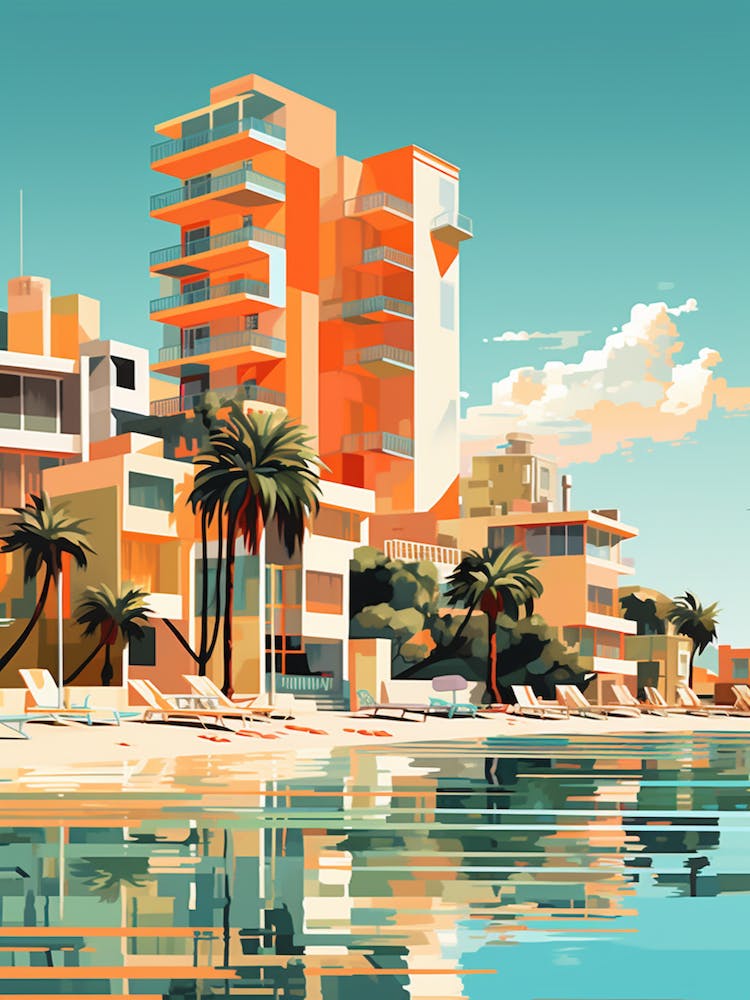 Abstract Illustration Of St Pete Beach Florida Orange Hues 3
