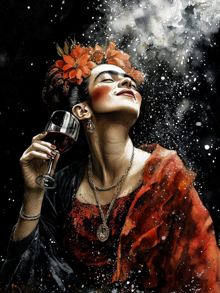Frida Kahlo and wine