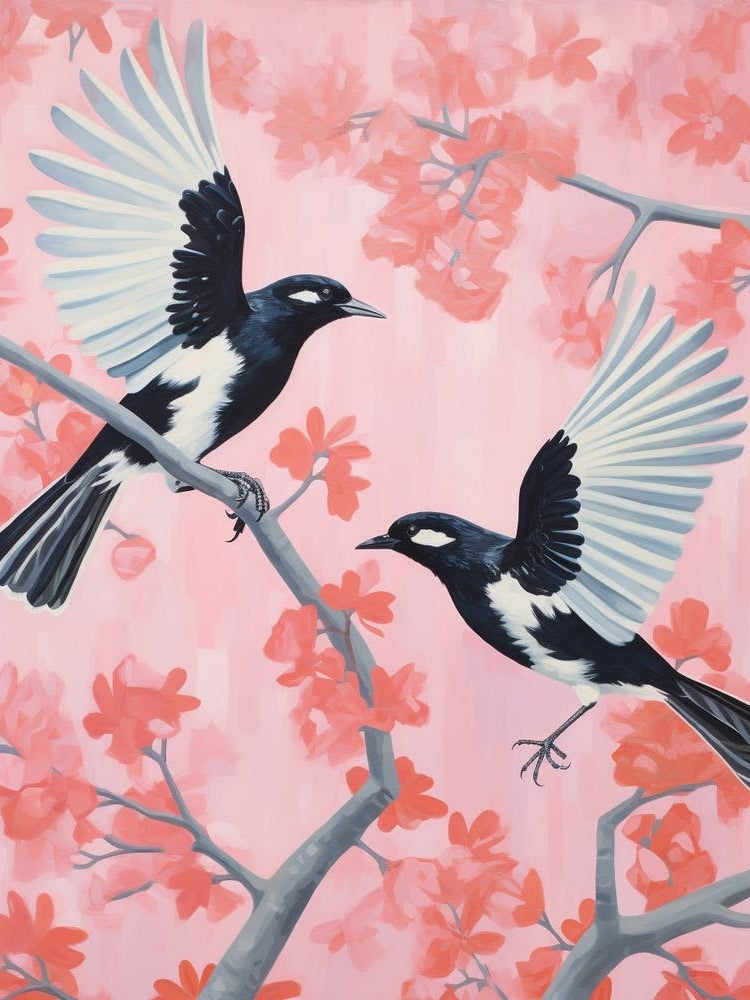 Vintage Japanese Inspired Bird Print Magpie 7