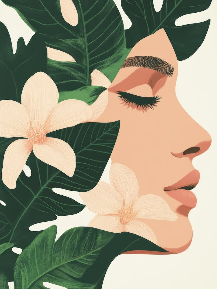 Face Of A Woman With Leaves