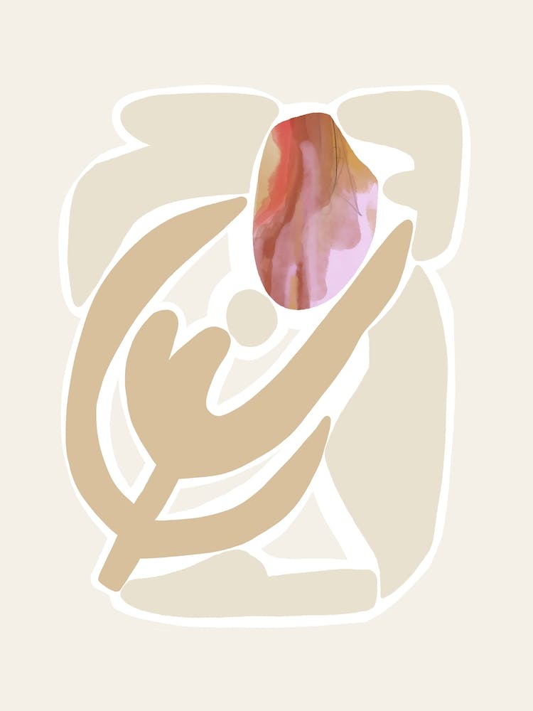 Abstract Botanical 1 Red Pink