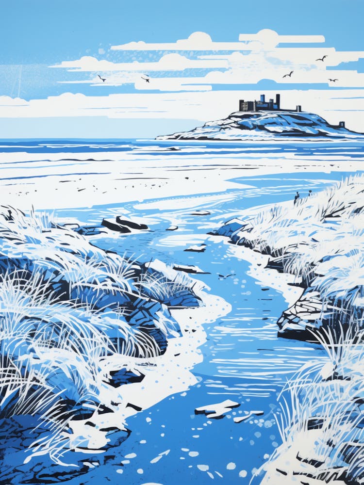 Bamburgh Beach Northumberland Printmaking 4