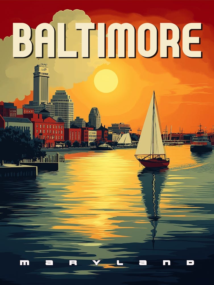 Baltimore Retro Travel Poster