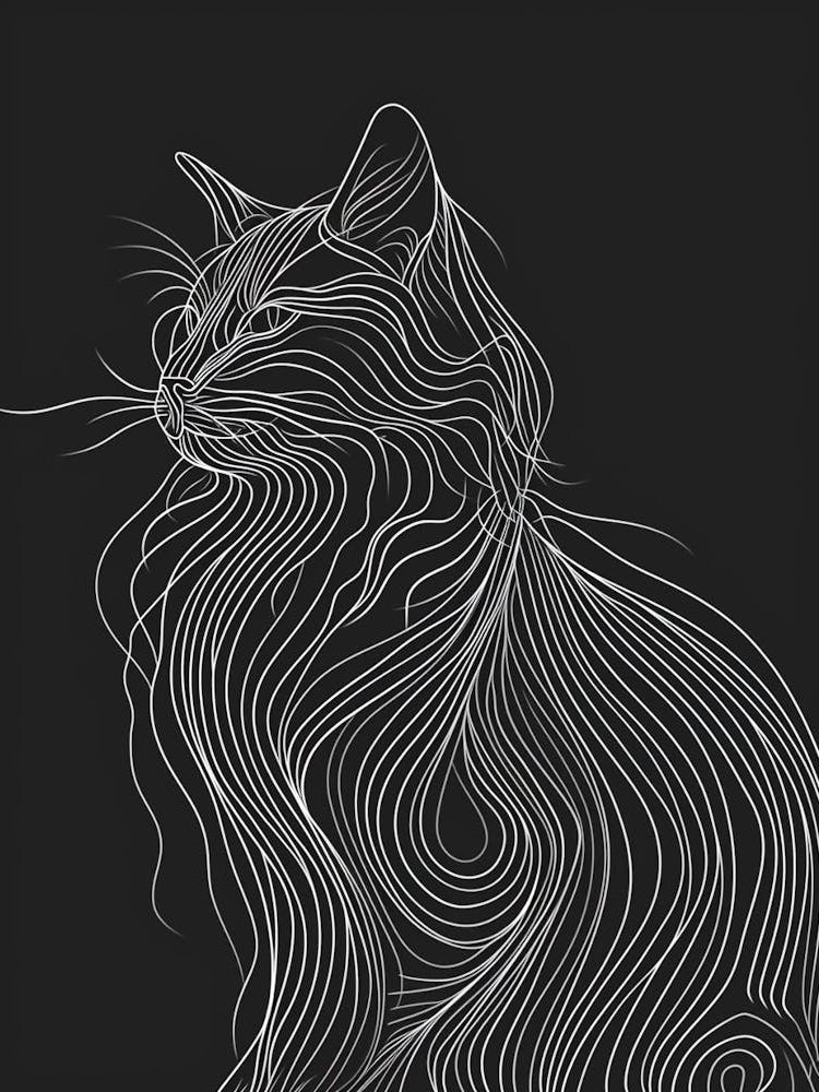 American Curl Cat Minimalist Illustration 3