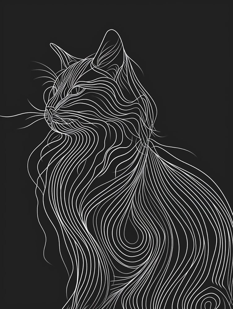 American Curl Cat Minimalist Illustration 3