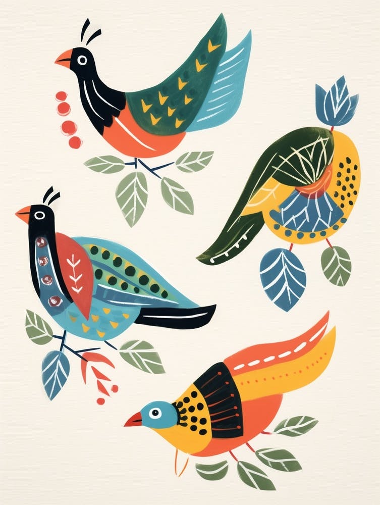 Folk Style Bird Painting Pheasant 4