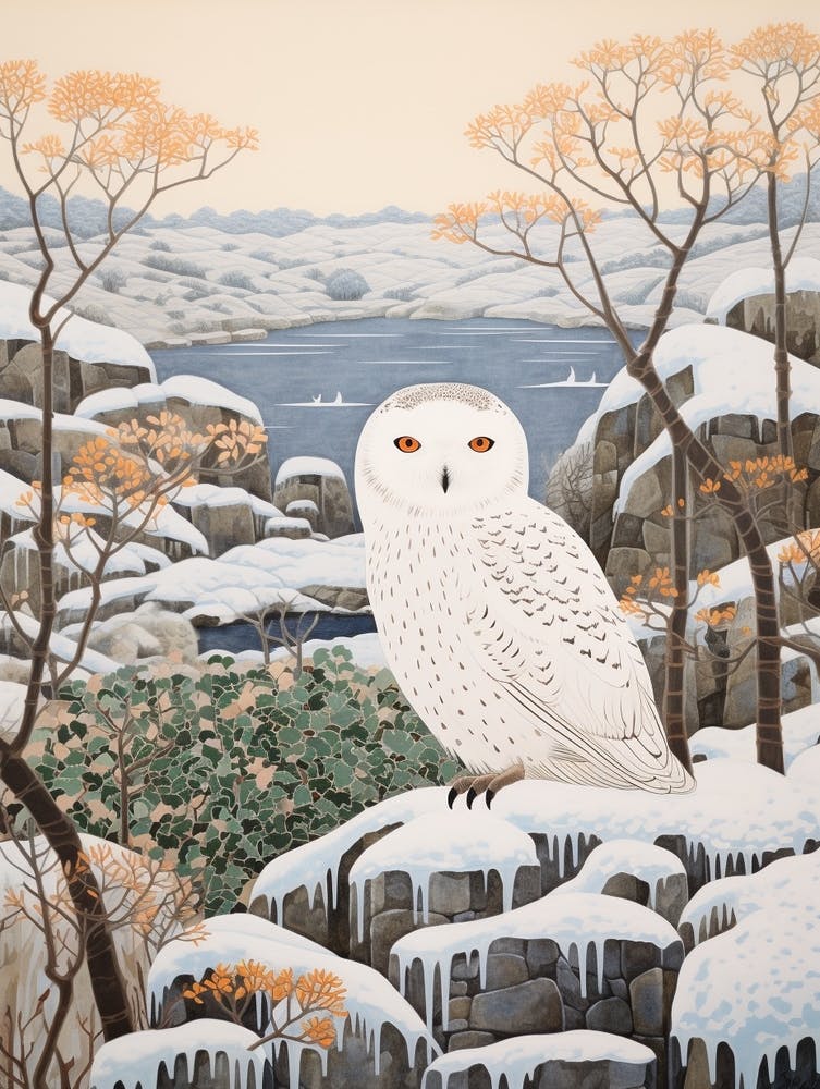 Winter Bird Painting Snowy Owl 2