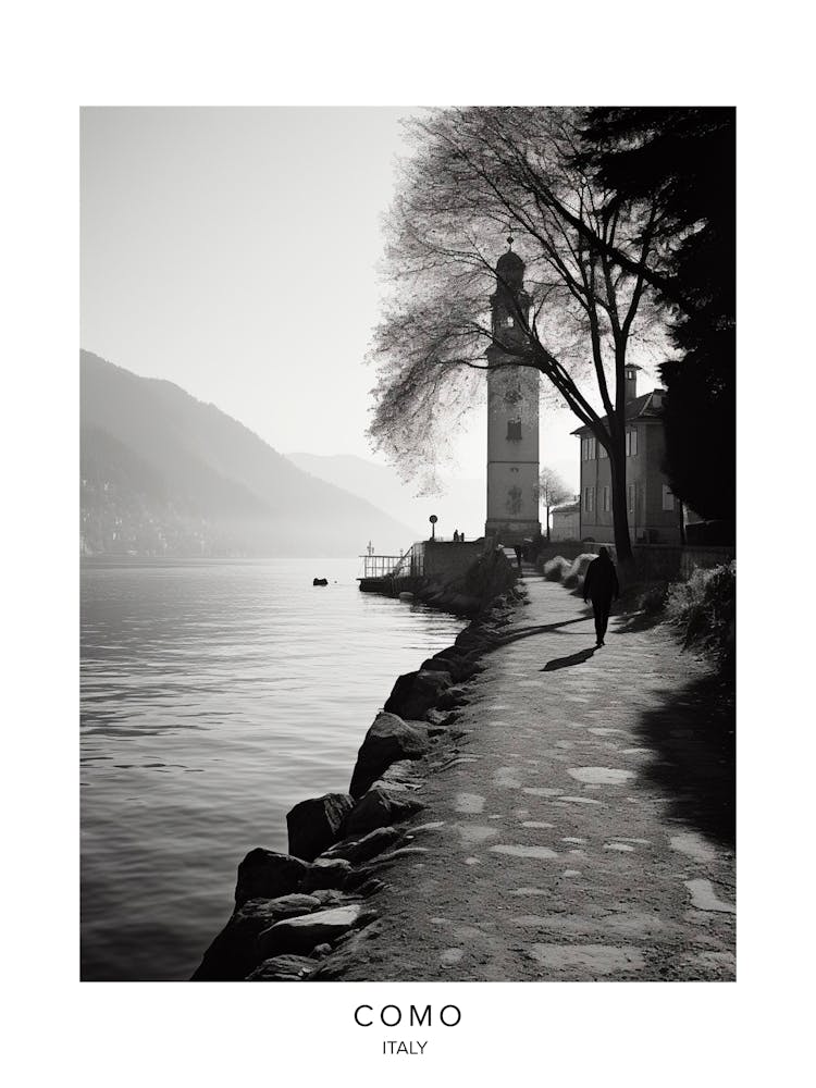 Poster Of Como, Italy, Black And White Analogue Photography 3