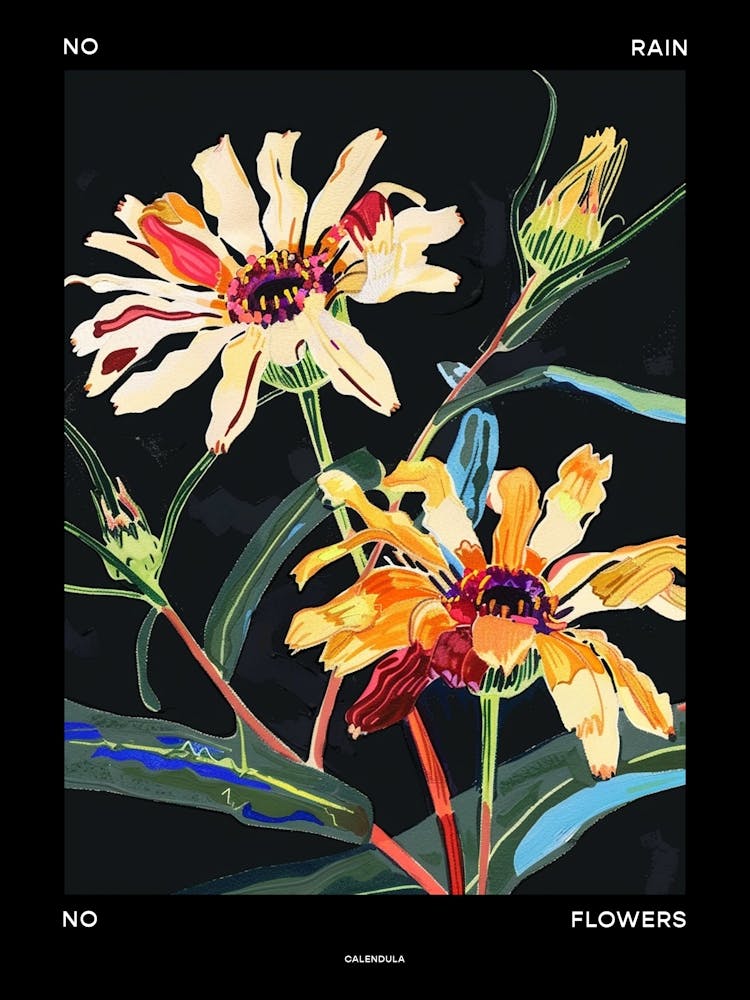 Ohne Regen keine Blumen Poster Ringelblume 1