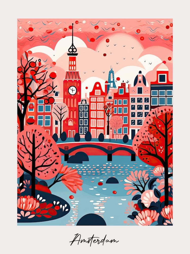 Poster Of Amsterdam, Illustration In The Style Of Pop Art 2