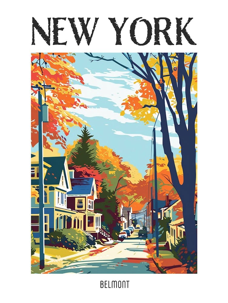 Belmont New York Colourful Silkscreen Illustration 2 Poster