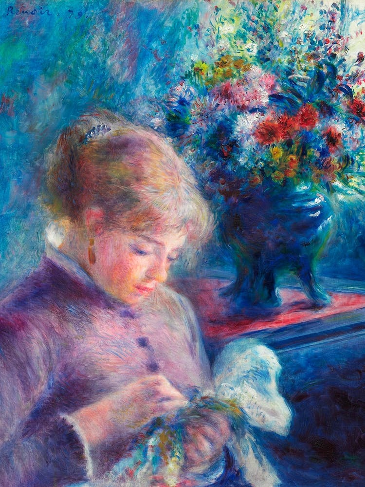 Young Woman Sewing, Pierre Auguste Renoir
