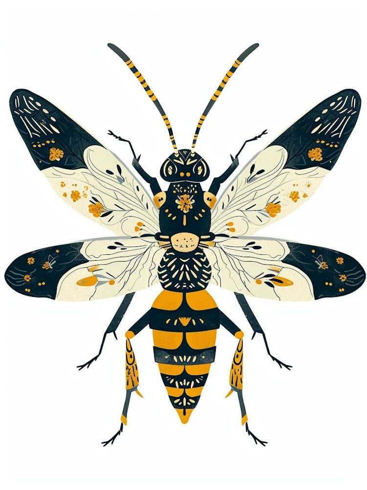 Colourful Insect Illustration Yellowjacket 11