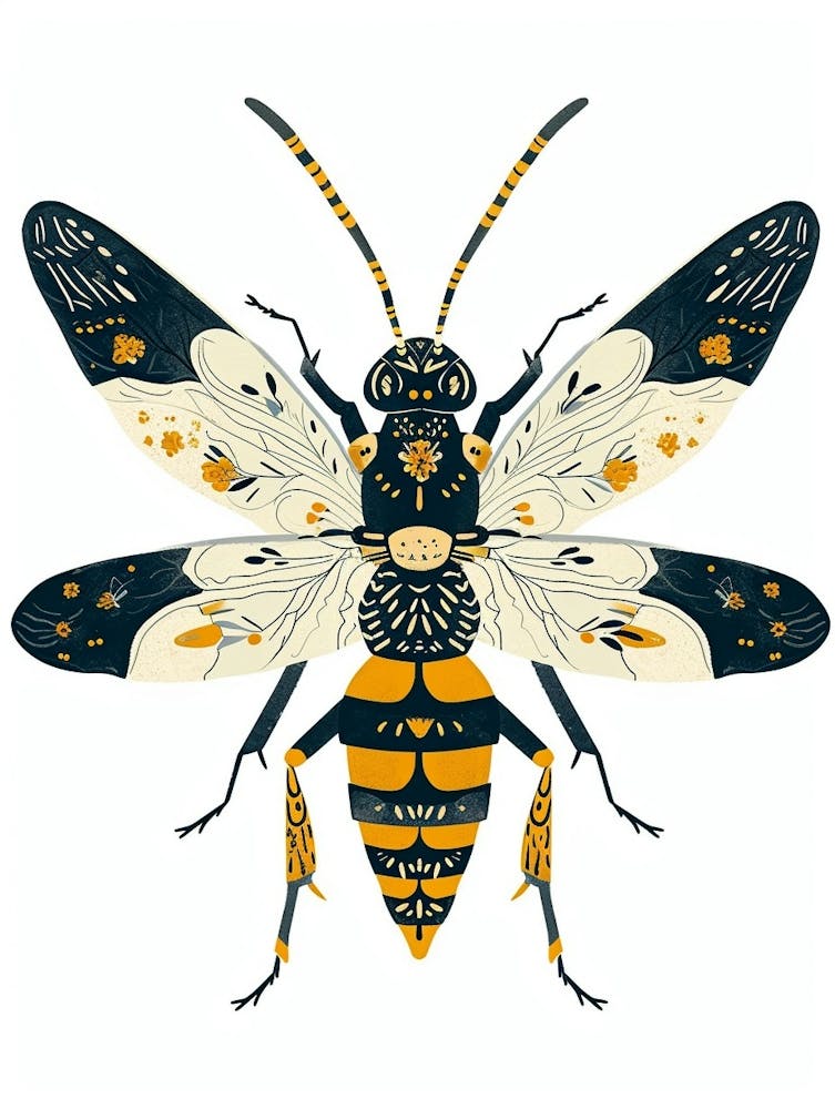 Colourful Insect Illustration Yellowjacket 11
