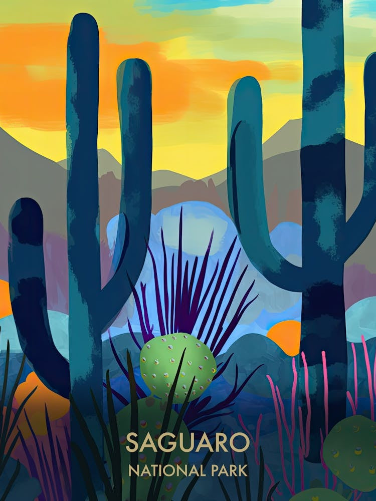 Saguaro National Park Travel Poster Matisse Style 2