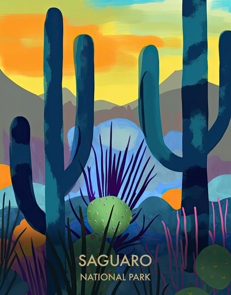 Saguaro National Park Travel Poster Matisse Style 2
