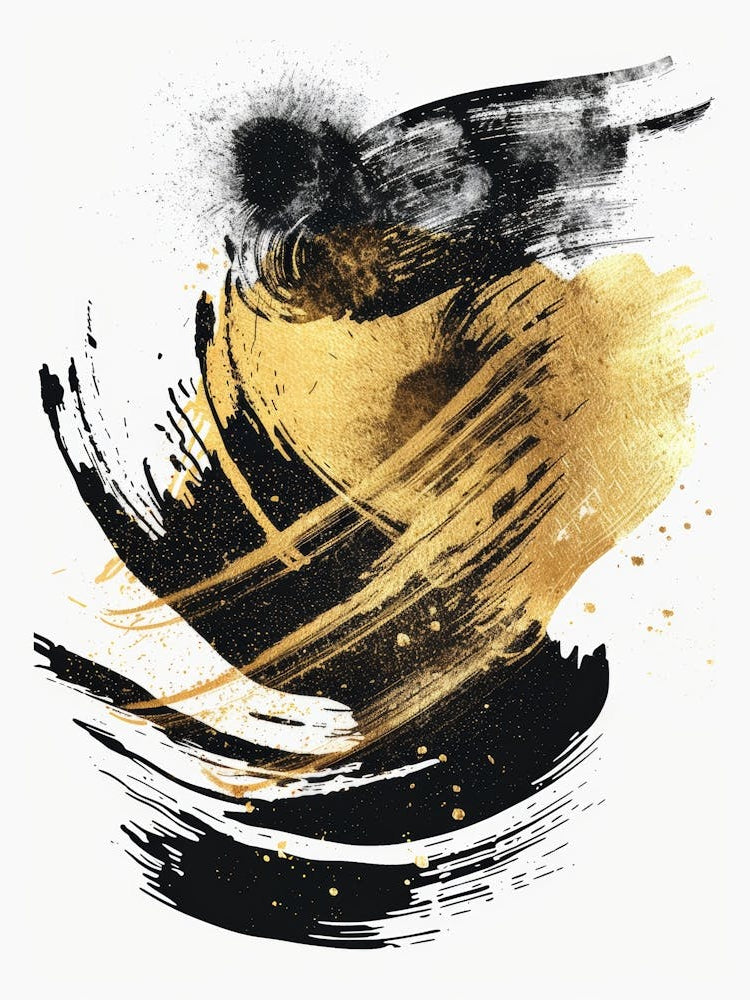 Gold And Black Abstract Painting 46