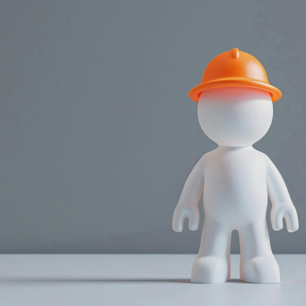 Construction Worker In Orange Hard Hat