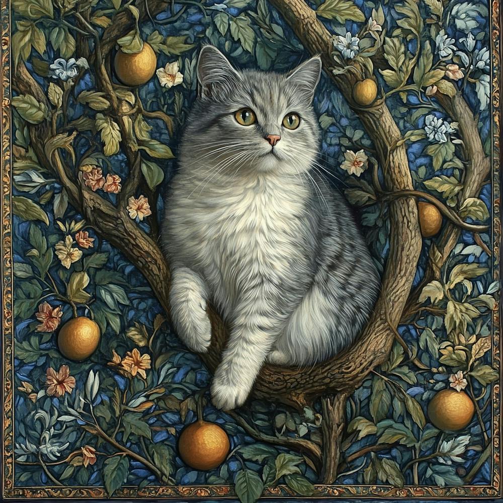 Cat In An Orange Tree Art