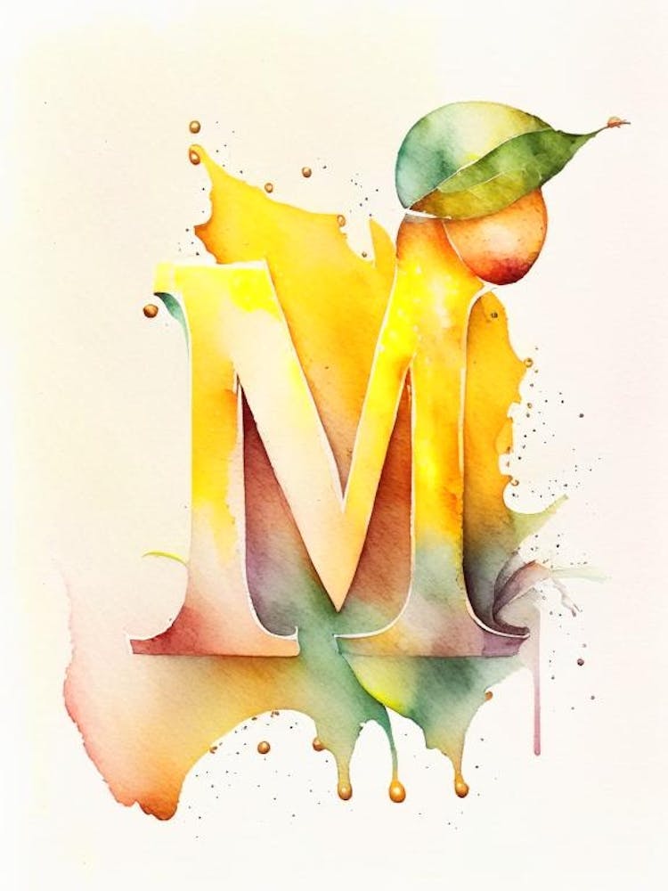 M  Letter, Alphabet Storybook Watercolour 2