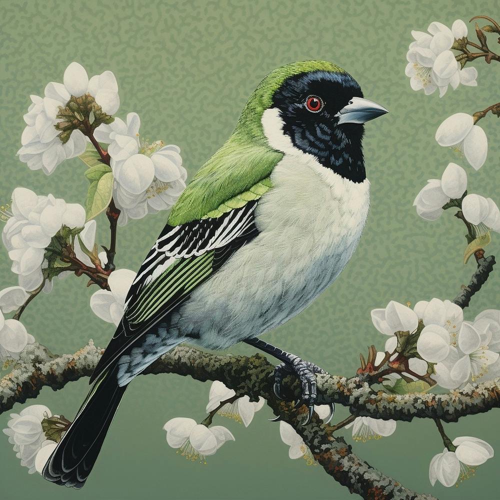 Ohara Koson Inspiriertes Vogelgemälde Fink 3 Quadratisch