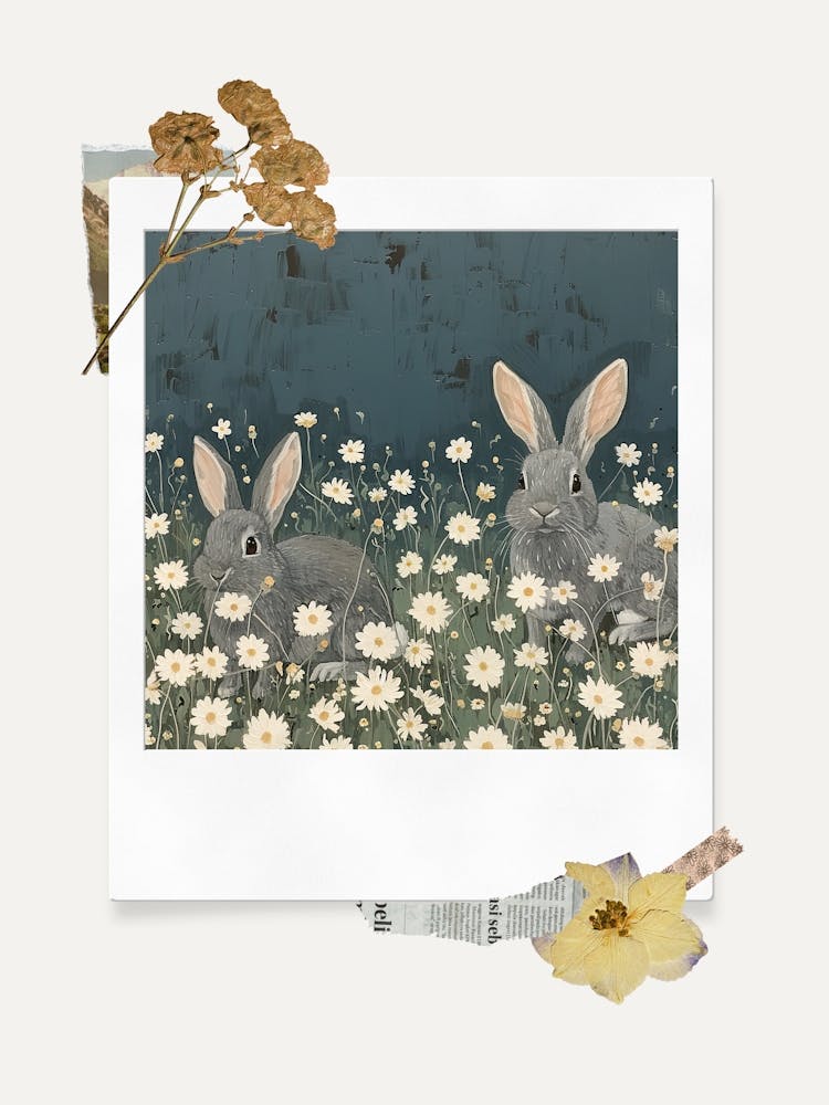Scrapbook Bunnies Fairycore Painting 8